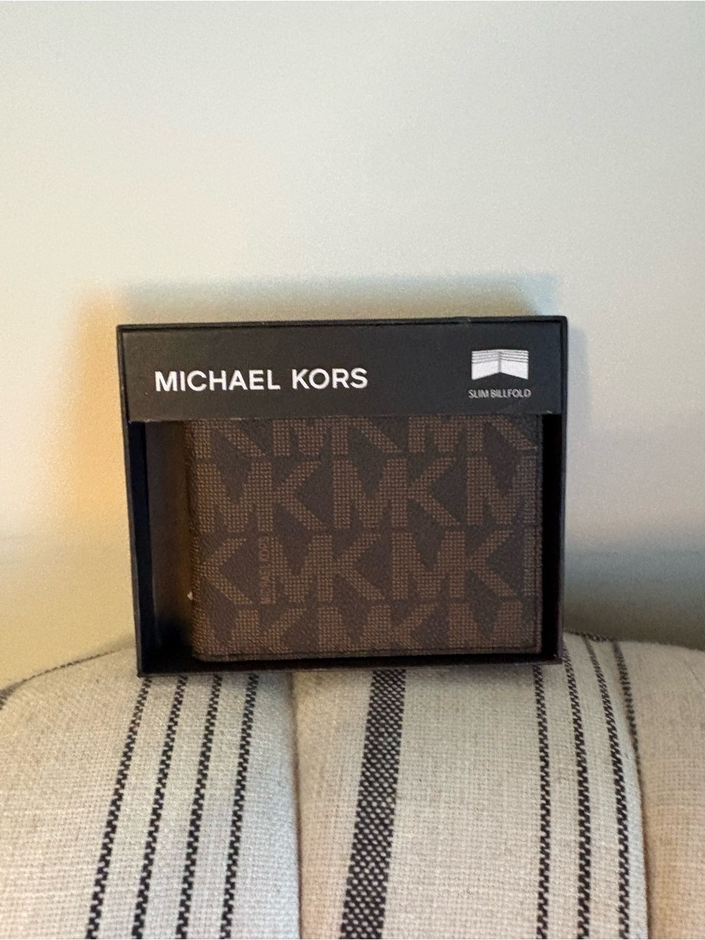 Michael Kors Brown MK Monogram Slim Bifold Wallet